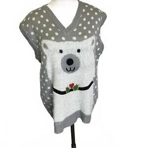 Merry Christmas Womens Size Large Gray Polar Bear Christmas Sweater Ugly Sweater